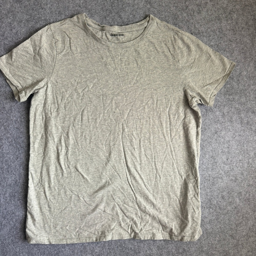 Lands End Girls Gray Short Sleeve Crew Neck Casual Heather T-Shirt Size M 10-12